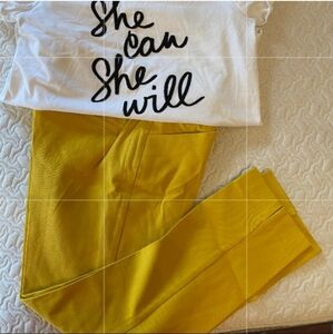 New York & Company Yellow Cropped Pants